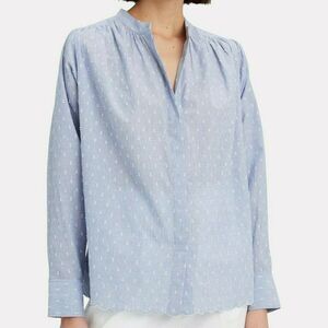Blue Joie Clip Dot Button-Front Long Sleeve Blouse (NWT)